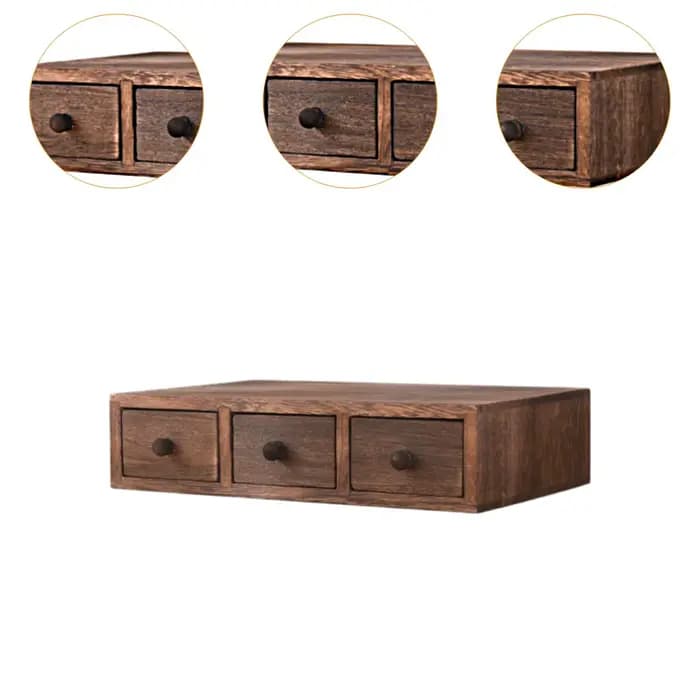 Organisateur de bureau en bois avec tiroir