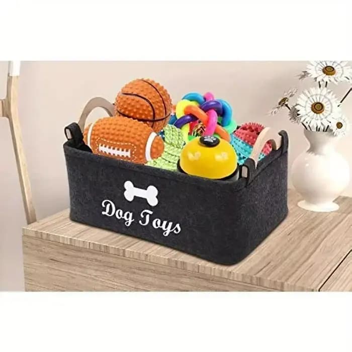 Boîte de rangement en feutre pour jouets pour chiens de compagnie