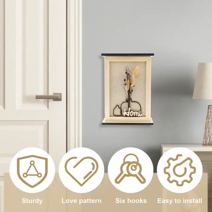 Boîte à clés en bois décorative à fixer au mur