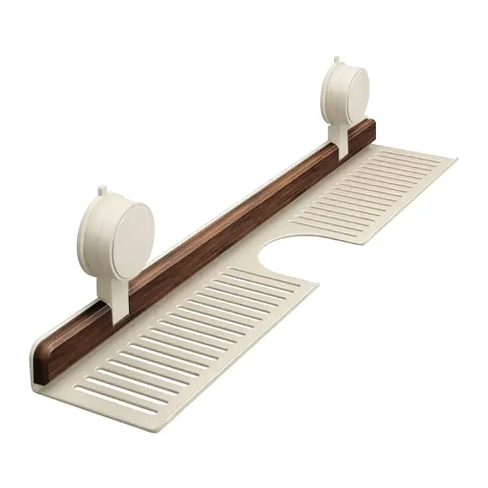 Étagère de salle de bain à ventouse en noyer, sans perçage, support mural pour lavabo, étagère de ra