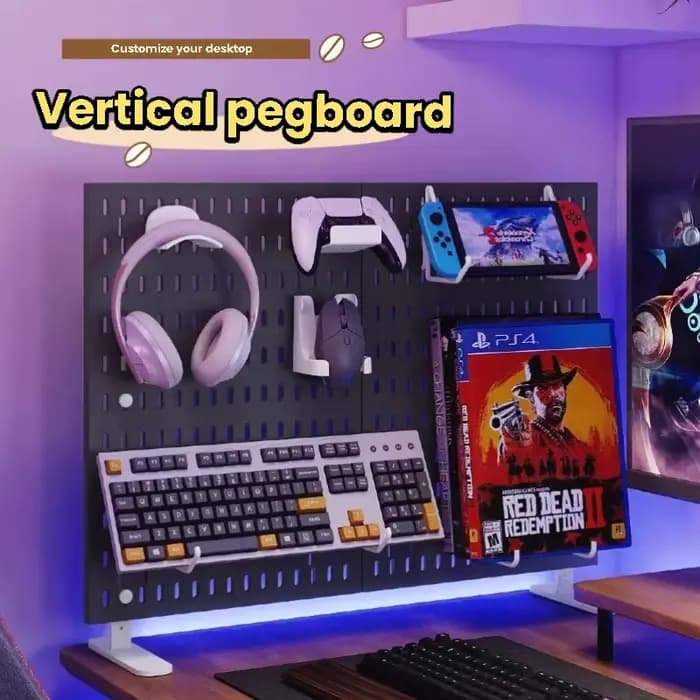 Système de rangement Pegboard pour bureau de gaming