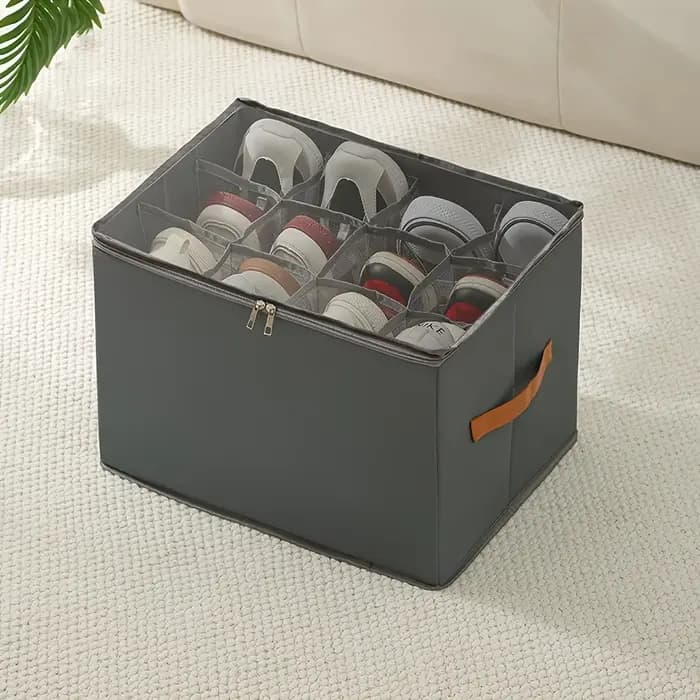 Organisateur de chaussures pliable avec couvercle - Boîte de rangement anti-poussière