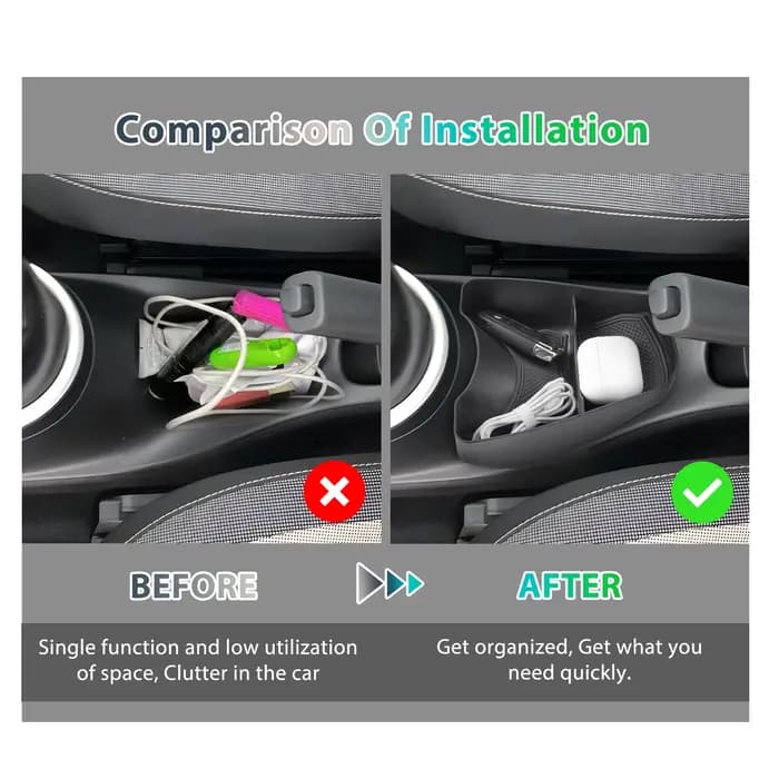 RUIYA pour Renault Twingo 3 2014-2024 Boîte de rangement pour console centrale de voiture Conteneur