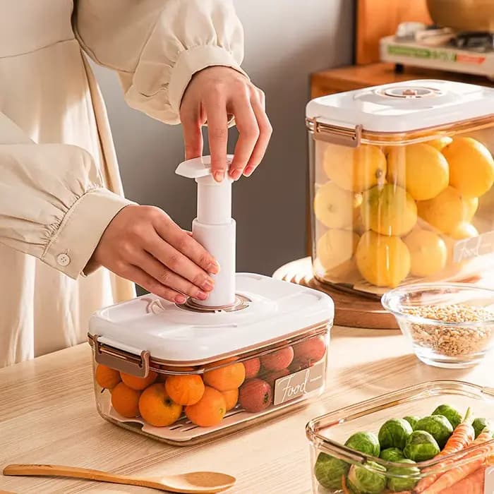 Récipient de Stockage Transparent avec Pompe à Vide