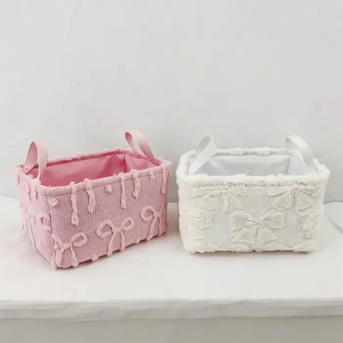 Panier de rangement en tissu flanelle avec poignée