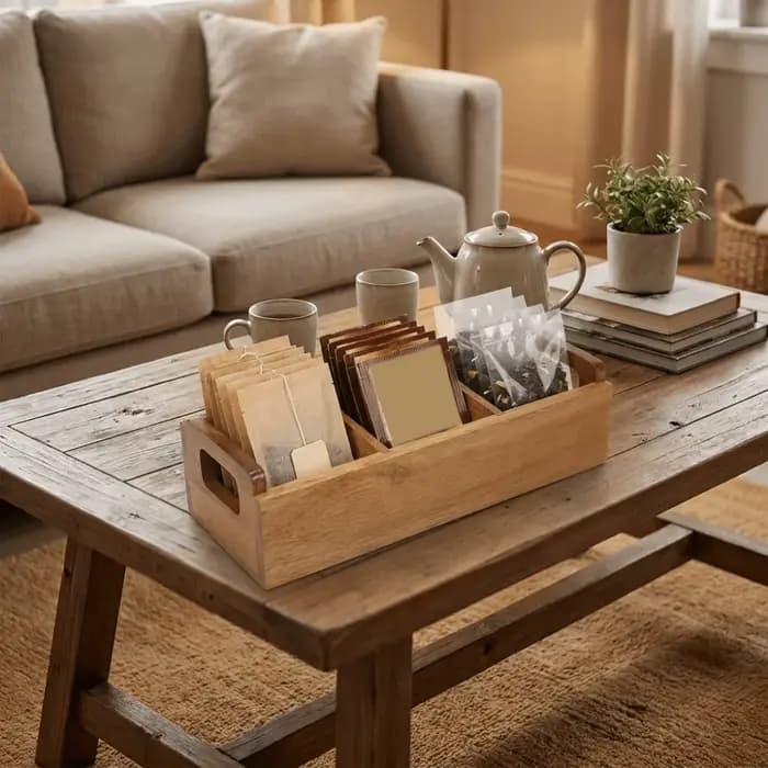 Boîte de rangement en bois pour sachets de thé