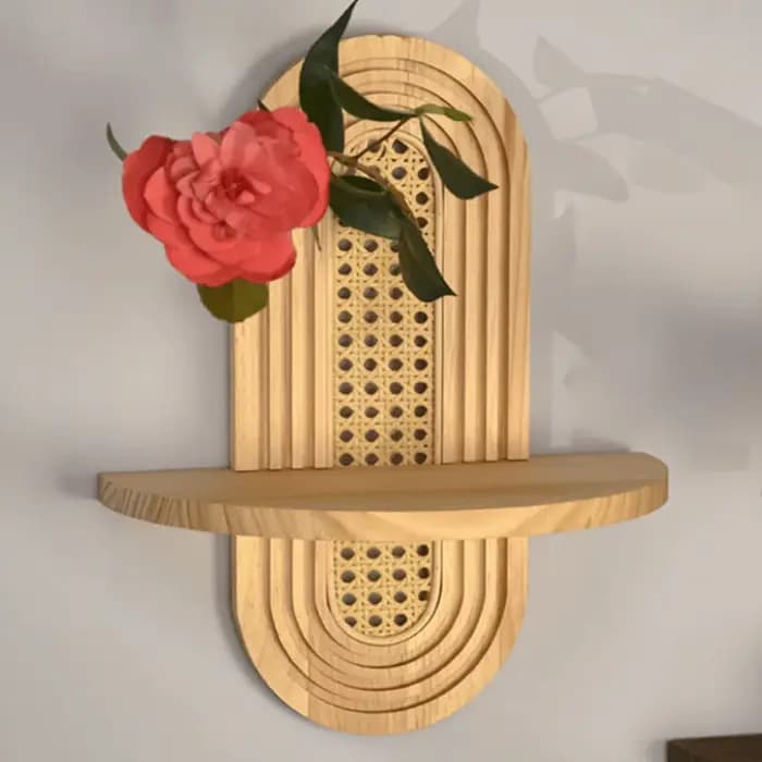 Nouvelle étagère à fleurs en rotin faite à la main
