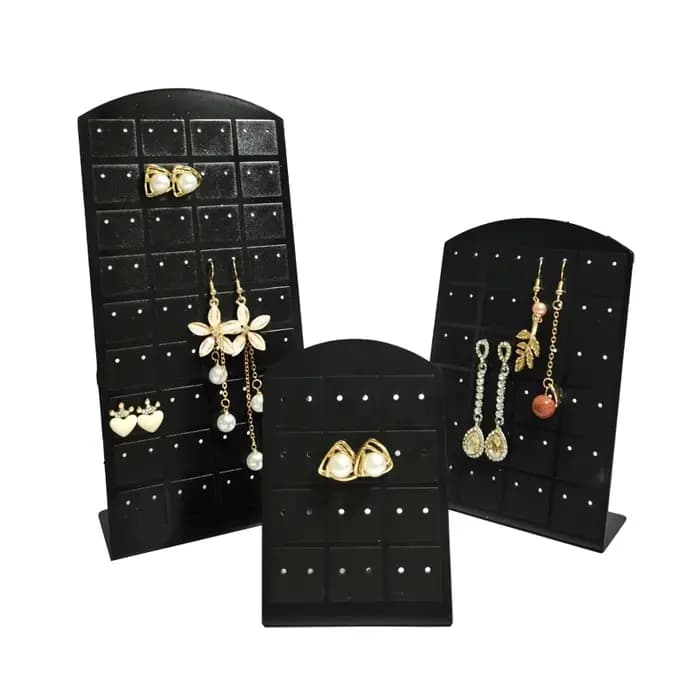 Présentoir de boucles d'oreilles en forme de L, boucles d'oreilles en plastique noir, support de rangement pour boucles d'oreilles, goujons et gouttes d'oreille, T1, 12 paires, 24/36 paires