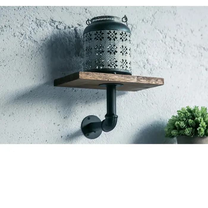 Étagère murale en bois rétro européenne, support de tuyau en fer, stockage de livres flottants, salon de maison, restaurant, chambre à coucher