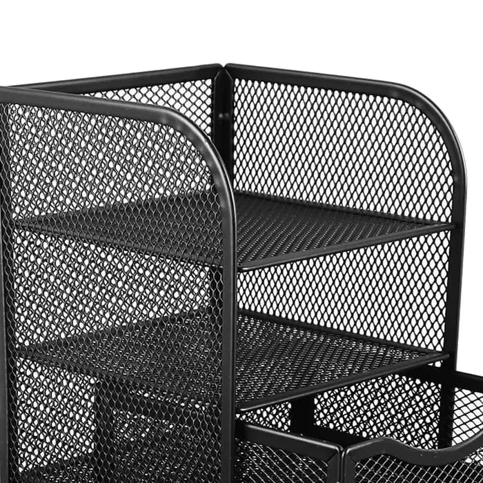 Organisateur de bureau à 3 tiroirs en métal noir