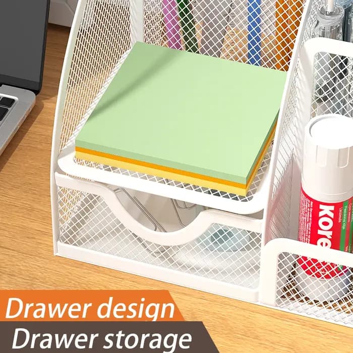 Porte-stylo en maille et organisateur de fournitures de bureau avec 7 compartiments