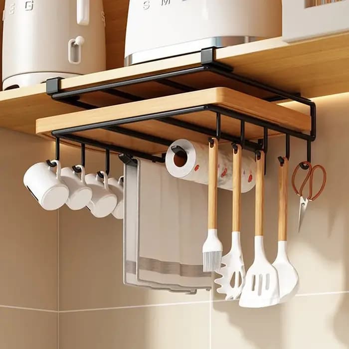 Support organisateur de cuisine sous armoire avec crochets