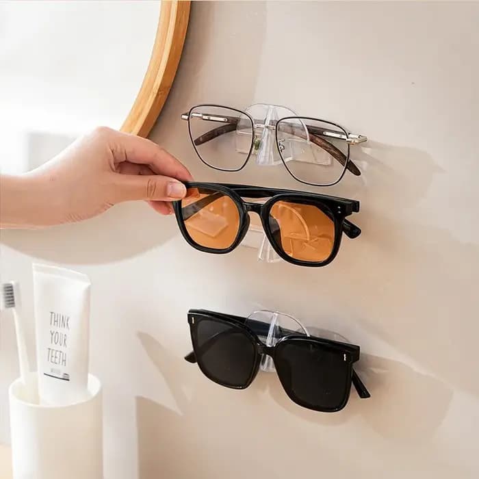 Étagère de rangement murale transparente pour lunettes de soleil sans poinçon