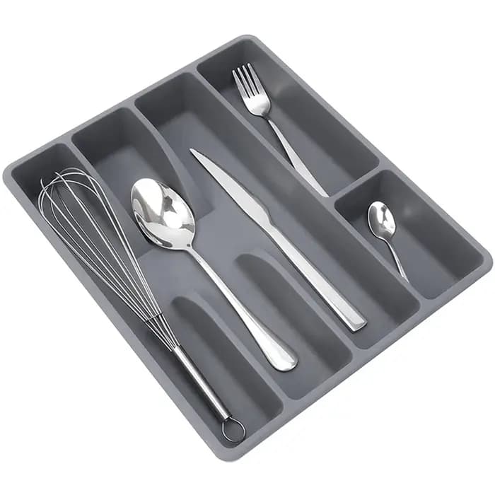 Boîte de rangement pour couverts en plastique, organisateur d'ustensiles, T1