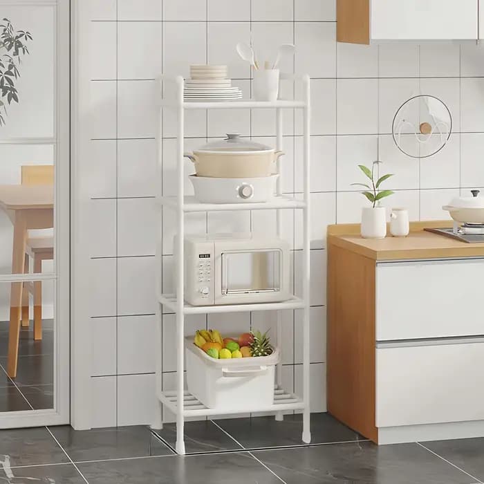 Support de rangement en plastique à 4/5 niveaux, blanc/noir, étagère de rangement multicouche pour l