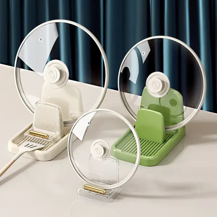 Organisateur de support de couvercle de casserole en plastique empilable-support de rangement de cuisine peu encombrant