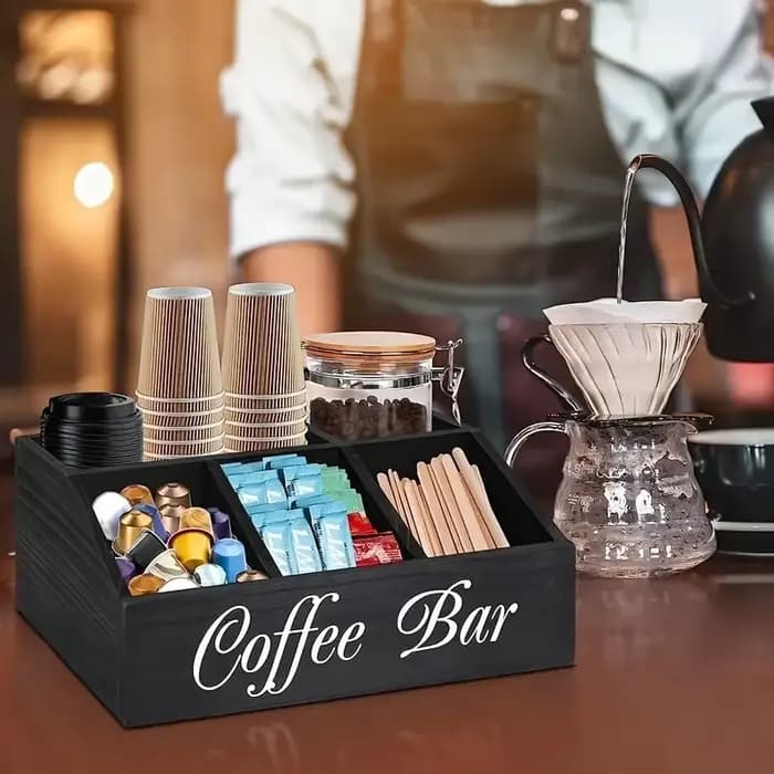 Boîte de rangement de café en bois