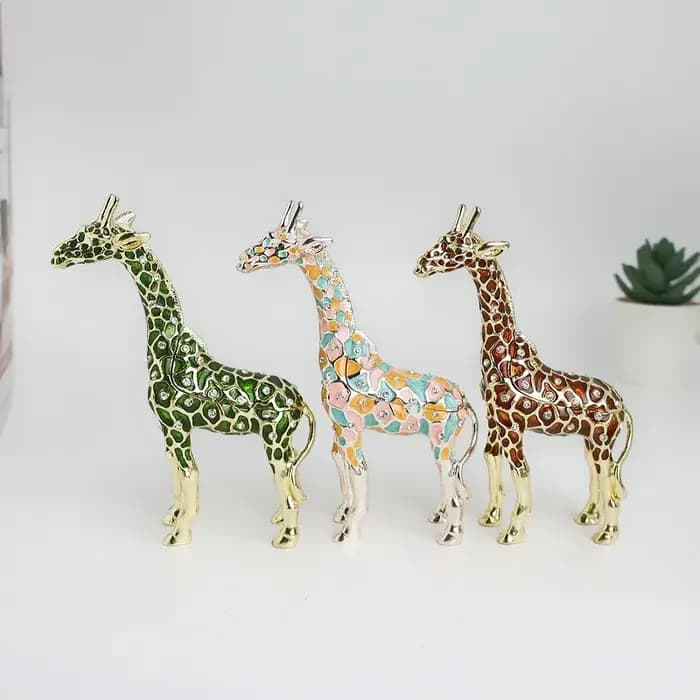 SHINNYGIFTS Boîte à bijoux girafe en émail et étain faite à la main
