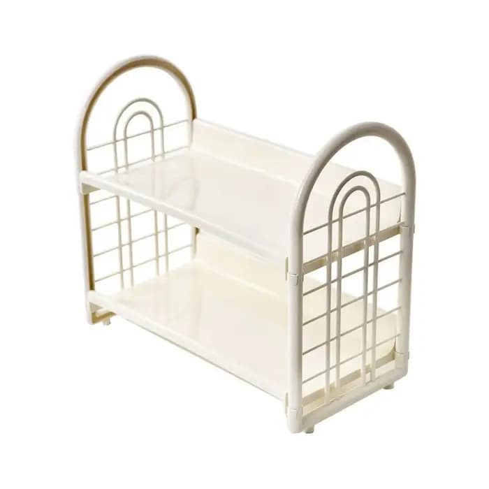 Étagère de rangement double couche en plastique, gain de place, organisateur de bureau simple, grand