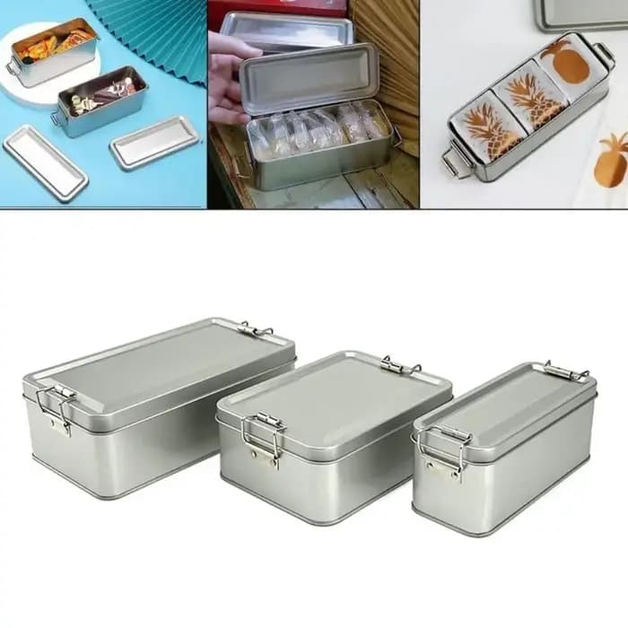Metal Rectangular Iron Box Old-fashioned with Lid Cake Packaging Box Durable Storage Box Candy Box