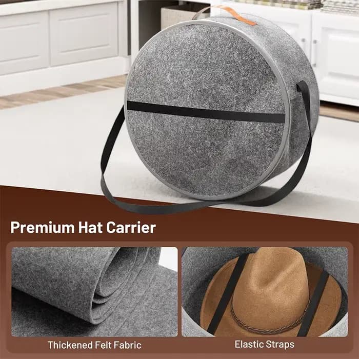 Grande boîte à chapeaux circulaire pliable en feutre