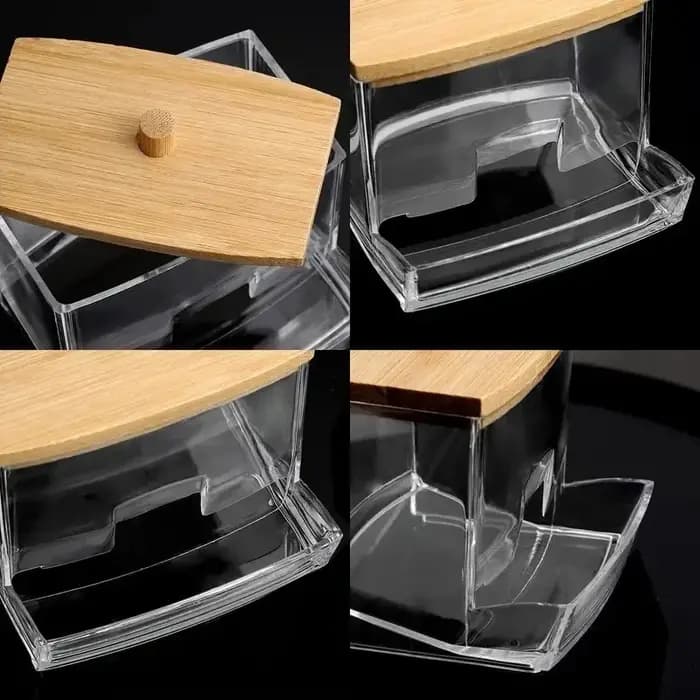 Coton-tige boîte de rangement de couleur transparente