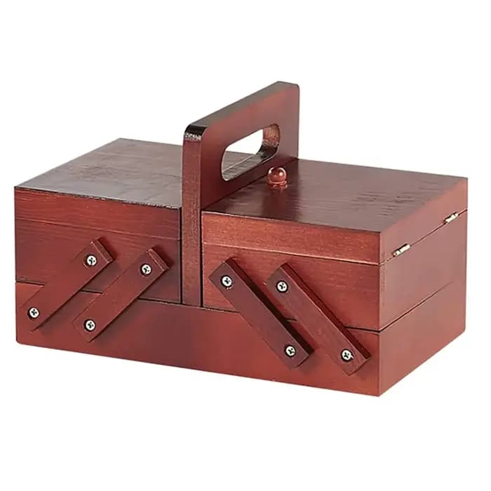 FTGT nouvelle boîte à couture pliable en bois fil ciseaux panier à coudre boîtes à bijoux pour stock