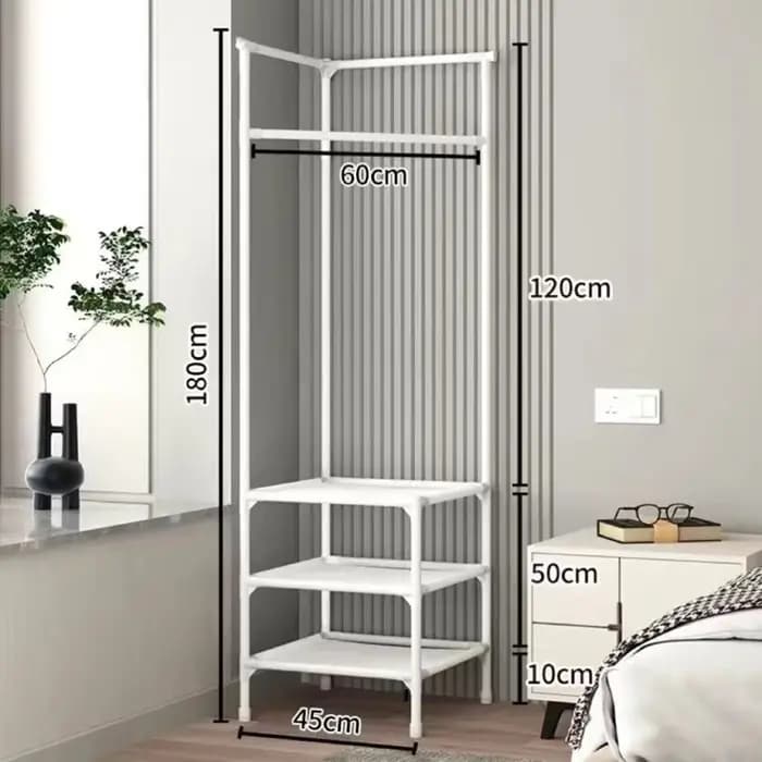 Porte-vêtements d'angle industriel avec roulettes noires
