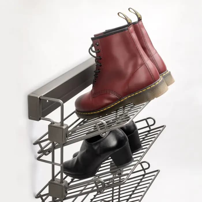 Emuca Espagne Étagère à chaussures latérale amovible en acier titane quartz droit pour armoires et dressings