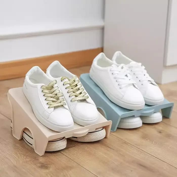 Étagère à chaussures empilable à 2 niveaux en plastique
