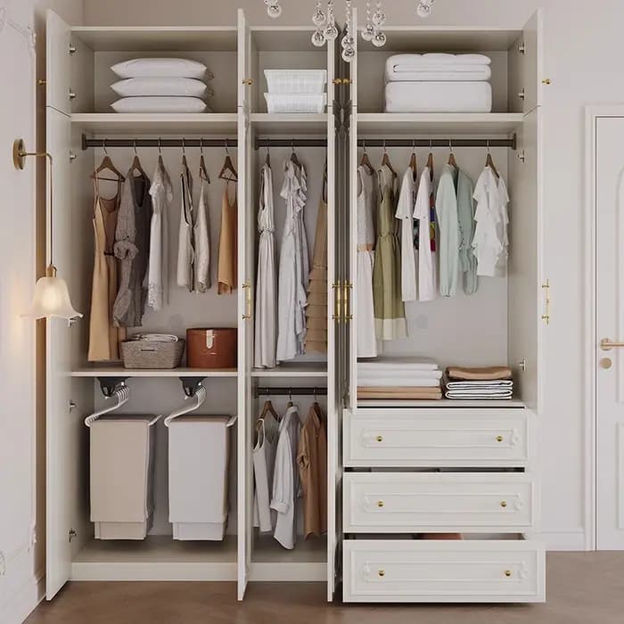 Dressing chambre armoires multifonctions étagères en bois grands