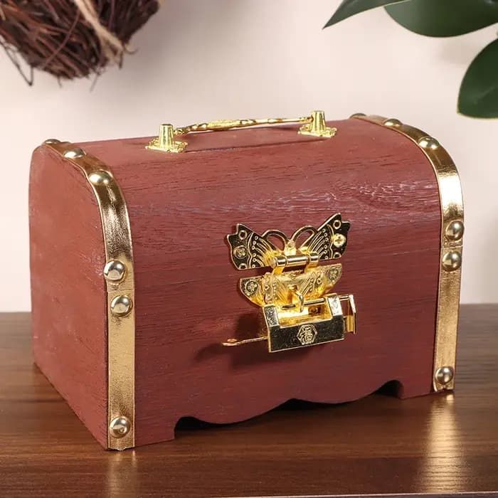 Coffre au trésor vintage avec serrure - Tirelire rétro et boîte de rangement pour la décoration intérieure