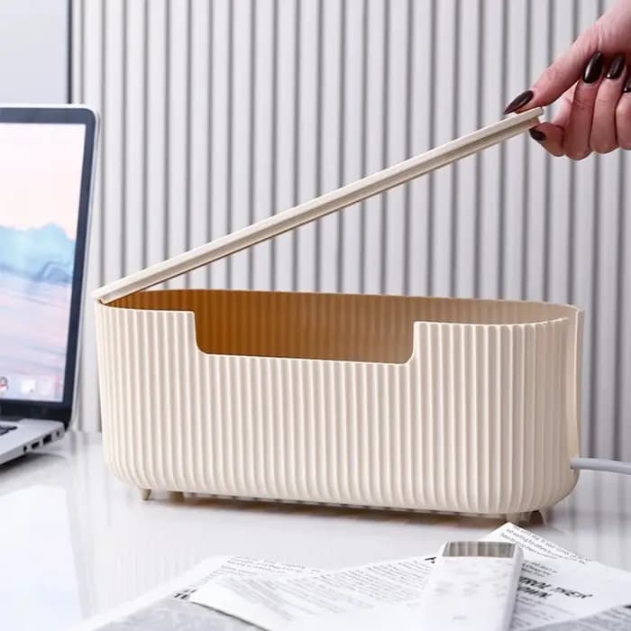 Boîte de rangement de câbles de bureau portable de qualité avec couvercle