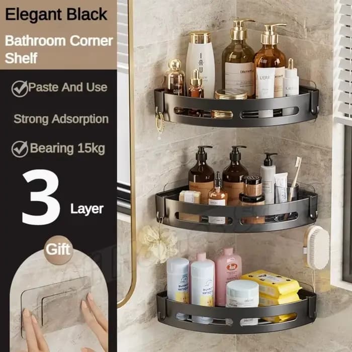 Étagère d'angle murale sans perçage pour salle de bain