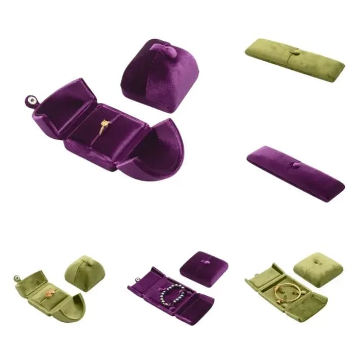 Boîte à bijoux en velours de couleur unie
