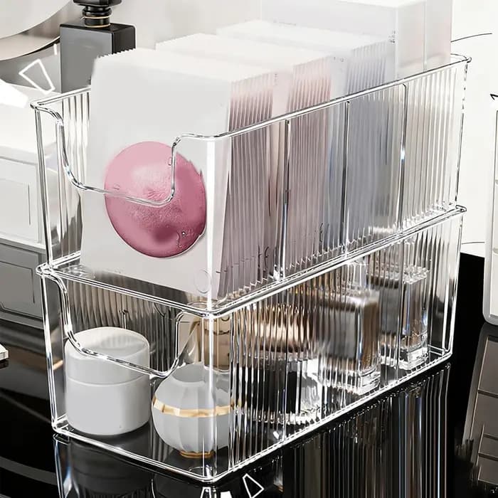 Boîte de rangement pour masques faciaux, boîte de rangement pour produits de soin de la peau, boîte de rangement pour coiffeuse, boîte de rangement pour cosmétiques, support pour parfums.