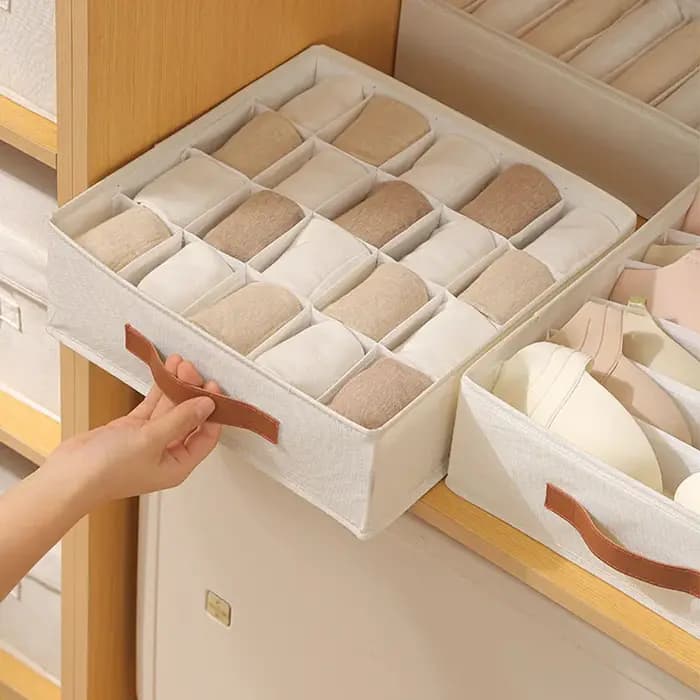 Organisateur de rangement pliable en coton pour lingerie