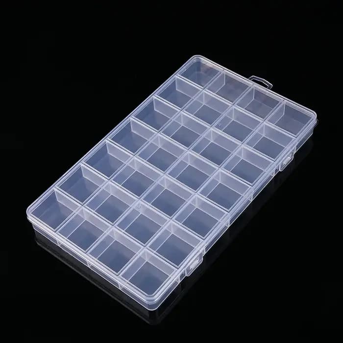 Boîte de rangement en plastique 28 grilles avec fente, grille Anti-ficelle perlée, pièces de Classif