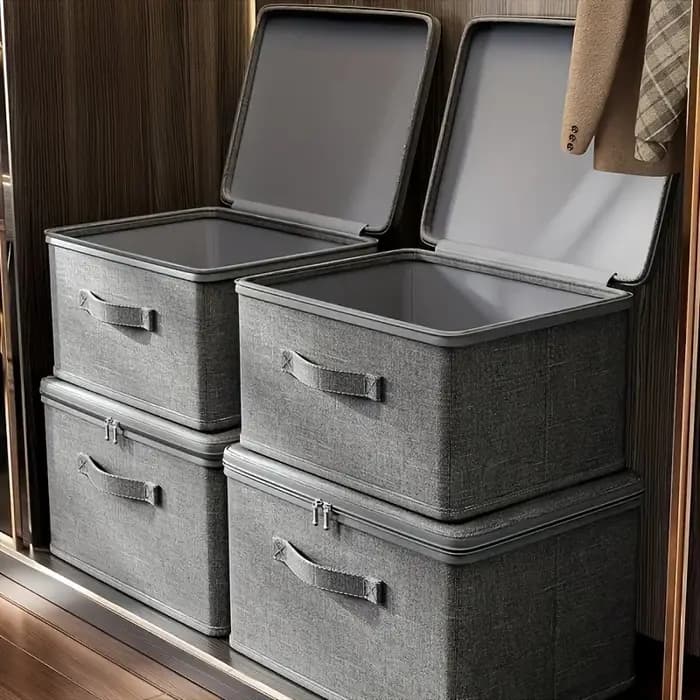 Boîte de rangement pliable avec housse en tissu