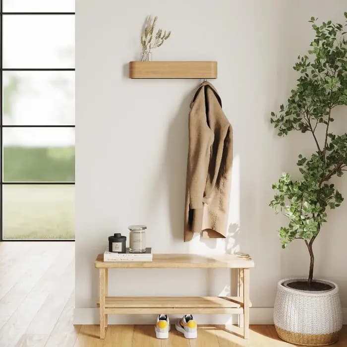 Porte-manteau mural moderne avec crochets et étagère dissimulés