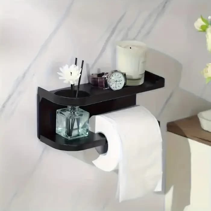 Porte-papier toilette mural robuste avec étagère et tiroir