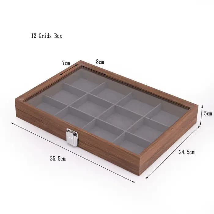 Boîte à bijoux intérieure en velours gris marron