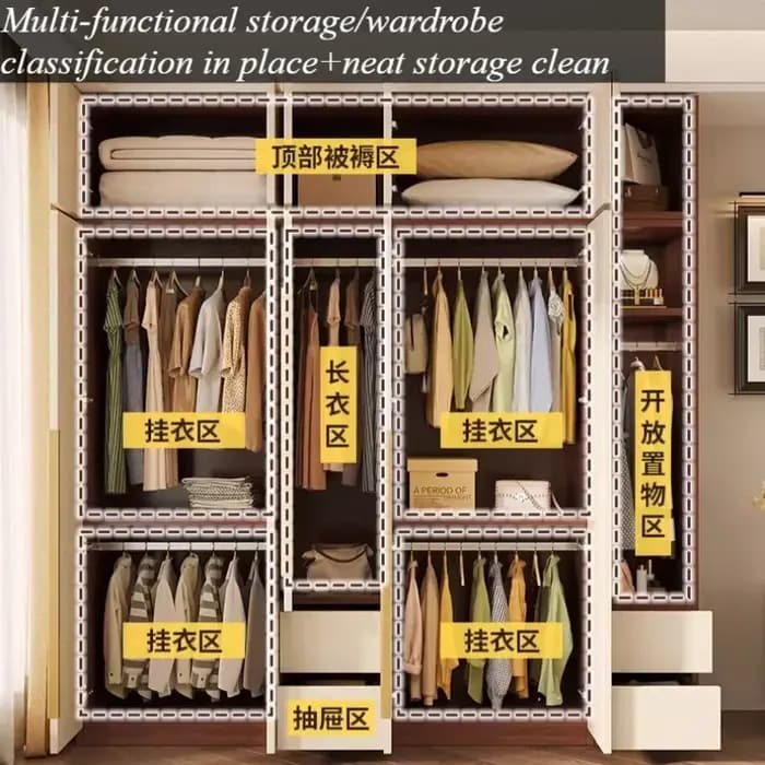 Grande Armoire de Rangement Verticale Minimaliste Anti-Poussière pour Adultes – Meuble de Luxe pour Vestidores de Armario Abiertos