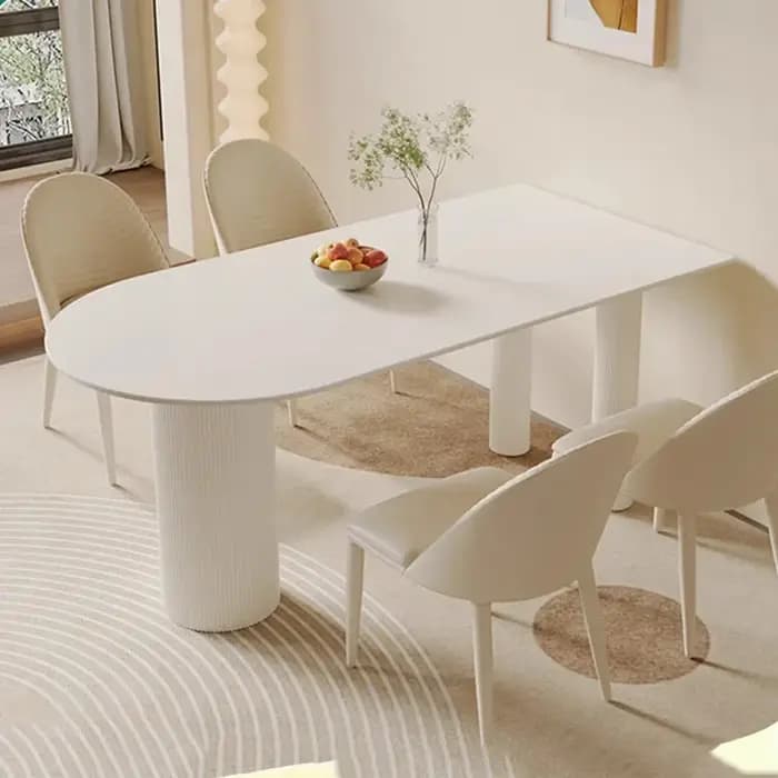 Table à manger moderne De luxe blanc nordique Vintage demi-cercle
