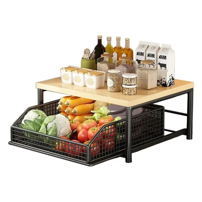 Étagère de rangement de cuisine verticale à 2 niveaux