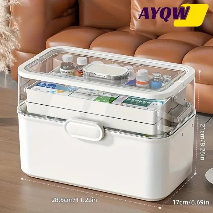 Boîte de rangement pour médicaments à grande capacité avec couvercle transparent - Armoire