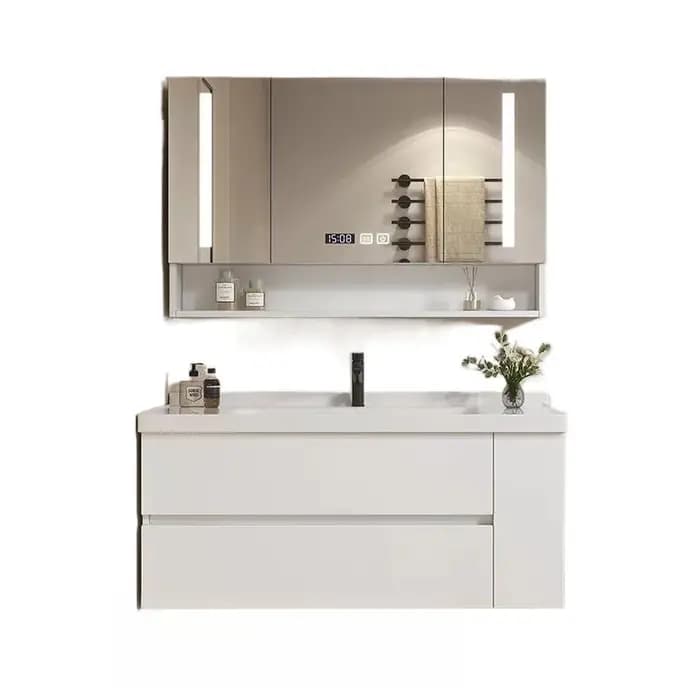 Vanité de salle de bain flottante avec lavabo intégré en céramique