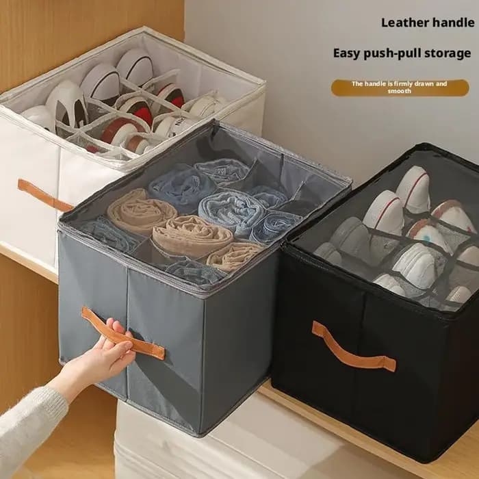Boîte de rangement de chaussures pliable avec couvercle