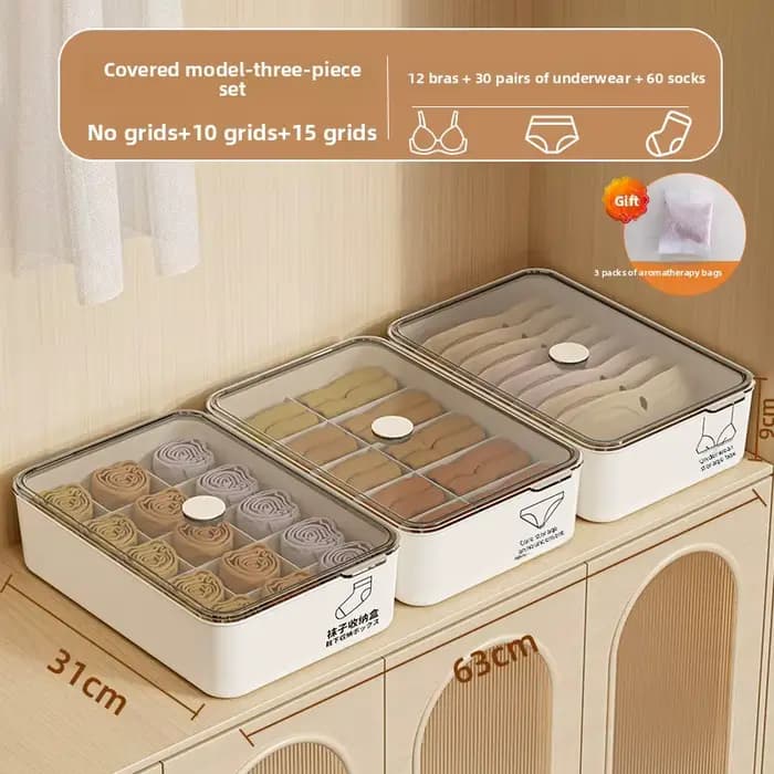 La nouvelle boîte de rangement pour sous-vêtements est un organisateur de vêtements intimes trois en un pour un usage domestique