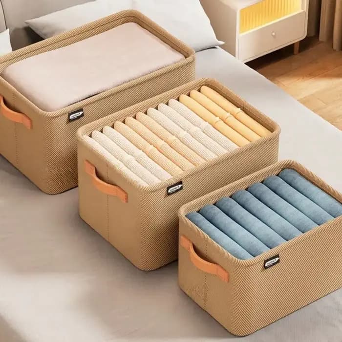 Boîte de rangement pour vêtements et pantalons, panier de rangement pour articles ménagers et jouets, organisation de la garde-robe pour chambre et dortoir.